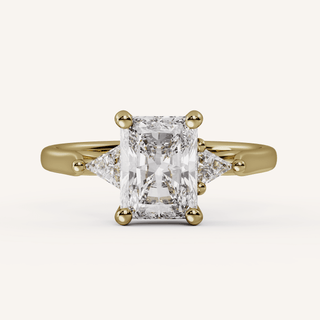 1.75 -3.50 CT Radiant  Lab Grown Diamond Three Stone Engagement Ring