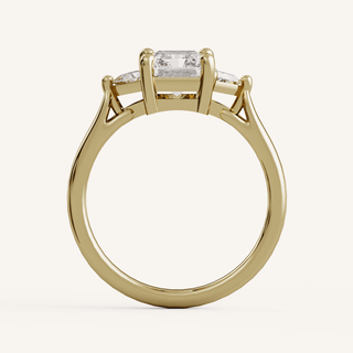 1.75 -3.50 CT Radiant  Lab Grown Diamond Three Stone Engagement Ring