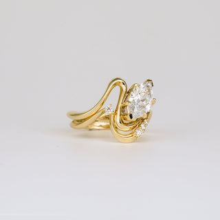 1.36- 3.50 CT Marquise Lab Diamond Unique Bridal Ring Set