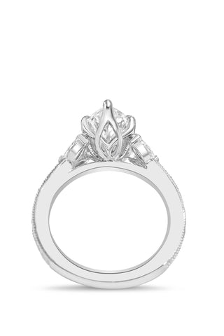 Marquise cut diamond engagement ring with pave setting in 1.5 to 3.5 carat size.