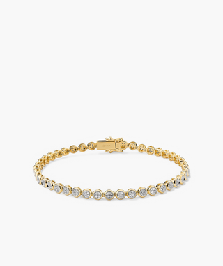 Round Cut Bezel  Lab Grown Diamond Tennis Bracelet