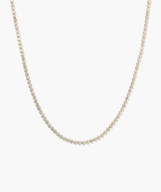 Round Bezel Lab Grown Sapphire Diamond  Tennis Necklace