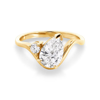 1.60-3.50 CT Pear CVD Diamond Unique Engagement Ring + 0.51 ct pear - D VS1