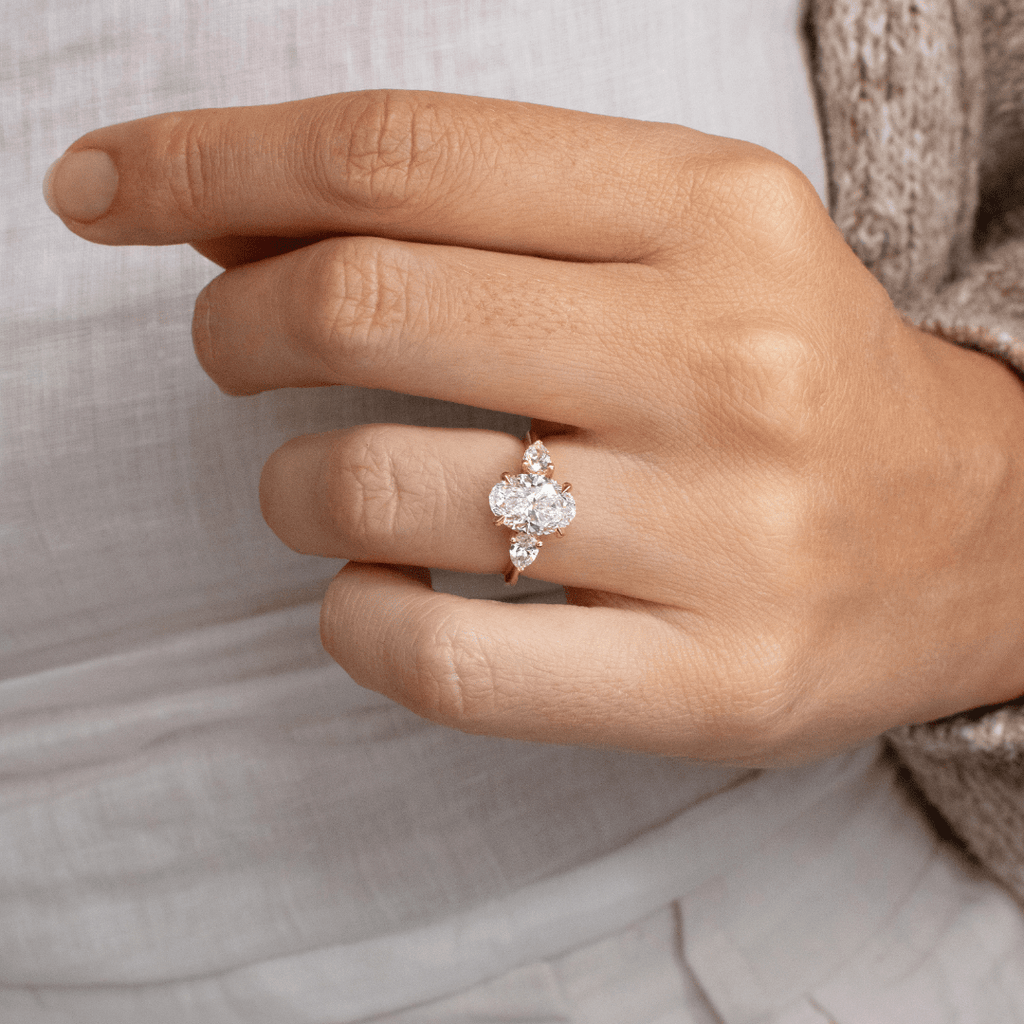 1.5 CT Oval Diamond Harmony Floral Cluster Engagement Ring