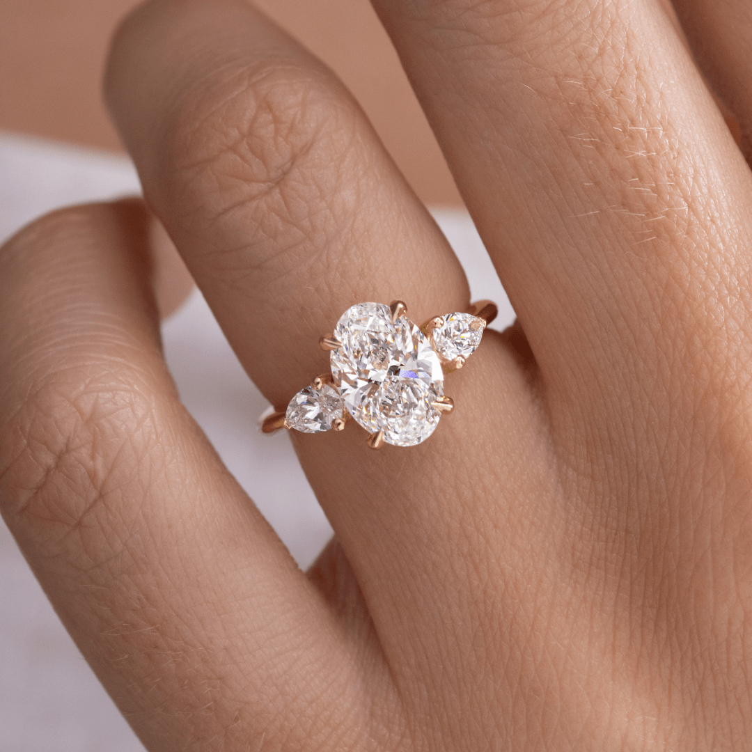1.5 CT Oval Diamond Harmony Floral Cluster Engagement Ring
