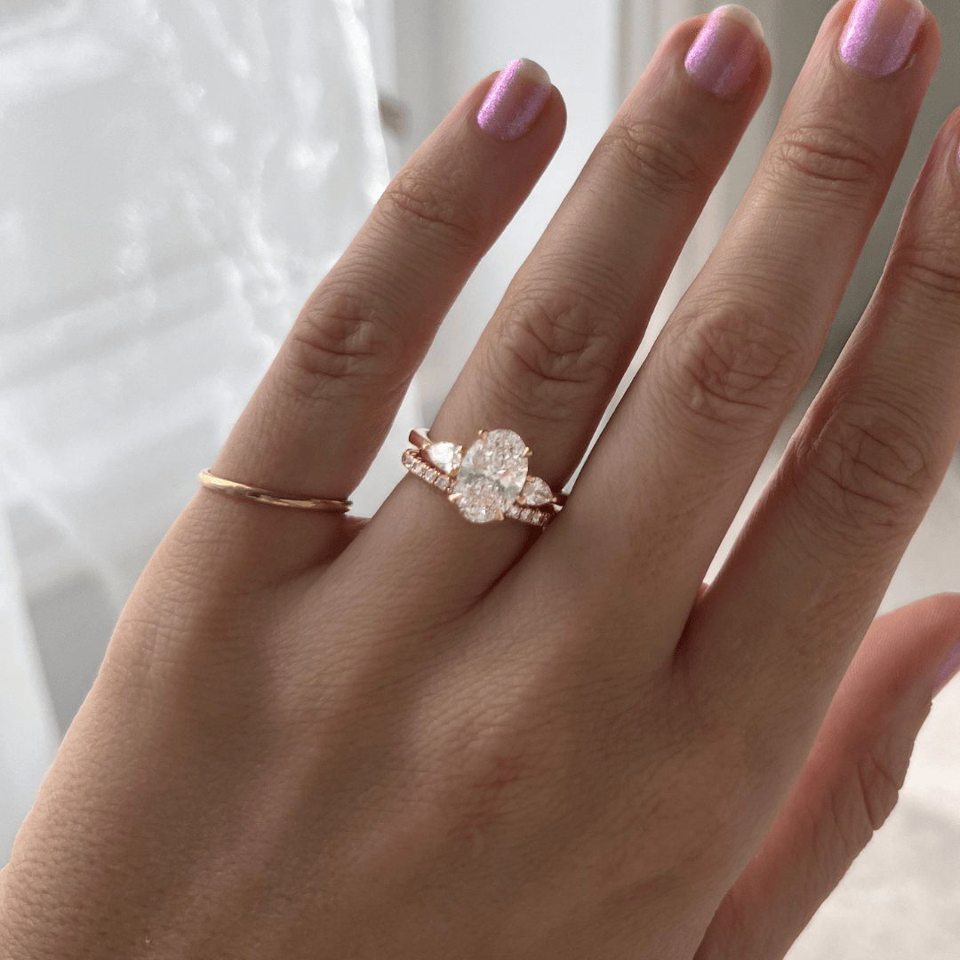 1.5 CT Oval Diamond Harmony Floral Cluster Engagement Ring
