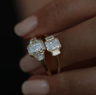 1.18 CT Radiant 3 Stones CVD E/VS1 Diamond Engagement Ring - violetjewels
