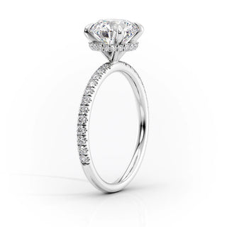 1.50 CT - 3.50 CT Round F/VS1 CVD Diamond Hidden Halo Engagement Ring With Pave Setting