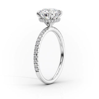 1.50 CT - 3.50 CT Round F/VS1 CVD Diamond Hidden Halo Engagement Ring With Pave Setting - violetjewels