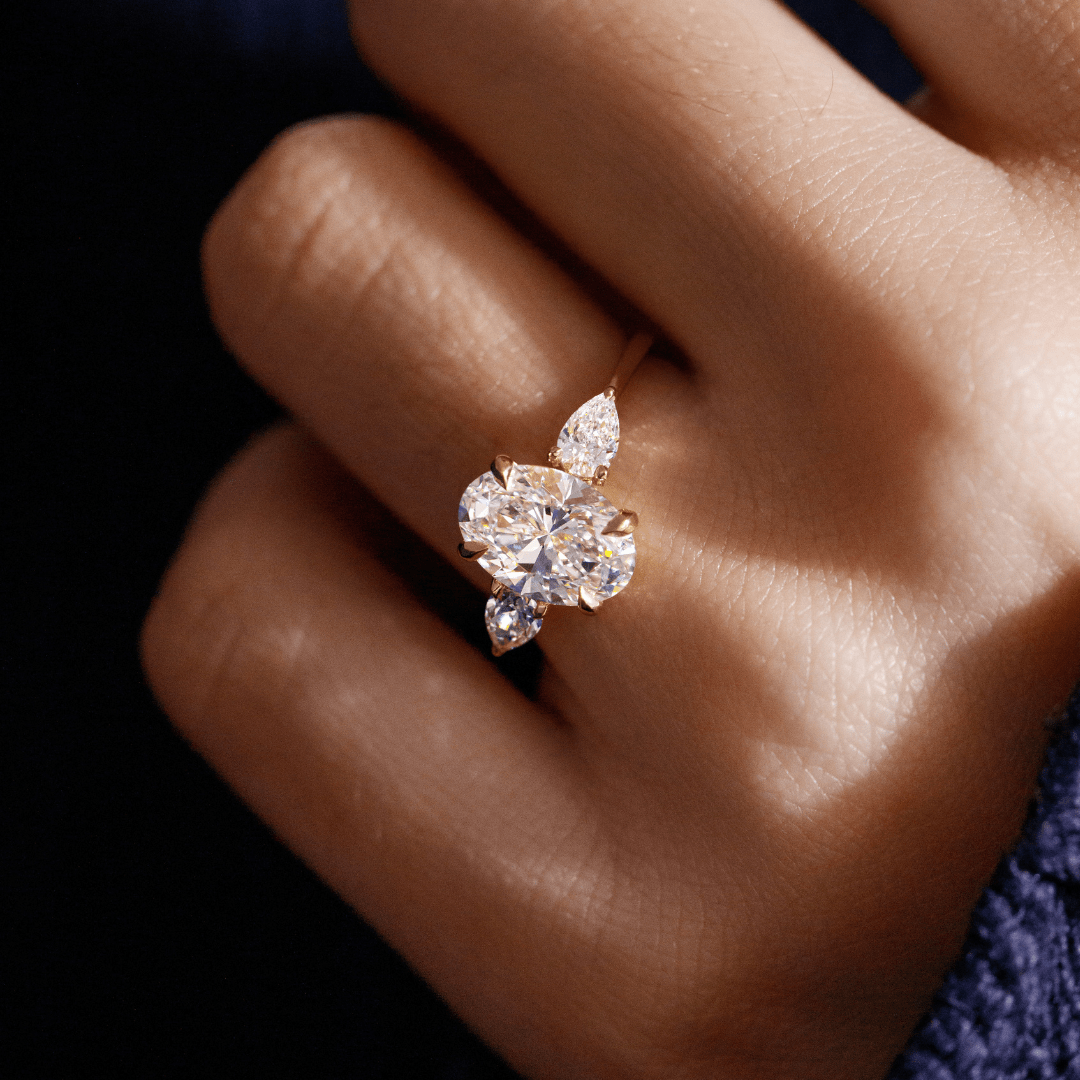 1.5 CT Oval Diamond Harmony Floral Cluster Engagement Ring