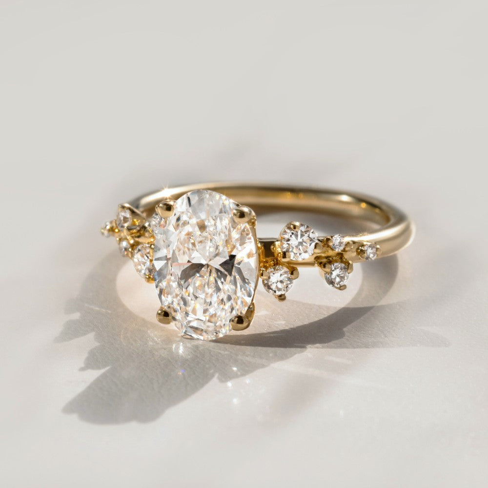 1.3 CT Oval Diamond Silhouette Cluster Engagement Ring