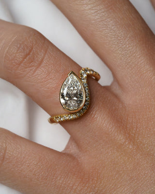 1.51 - 2.50 CT Pear Lab Grown Diamond Unique Pave Engagement Ring
