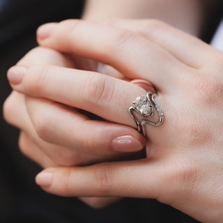 1.70- 3.50 CT Oval Lab Diamond Unique Bridal Ring Set