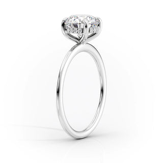 1.0 CT Cushion E/VS1 CVD Diamond Hidden Halo Engagement Ring - violetjewels