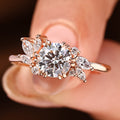 1.0 CT Round Diamond Floating Cluster Engagement Ring
