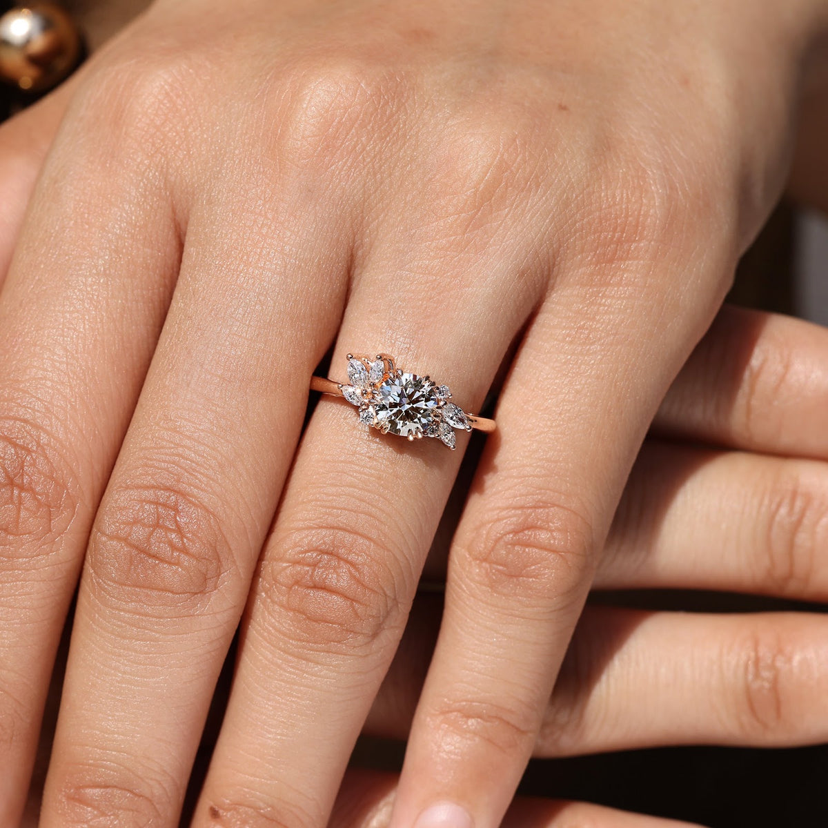 1.0 CT Round Diamond Floating Cluster Engagement Ring