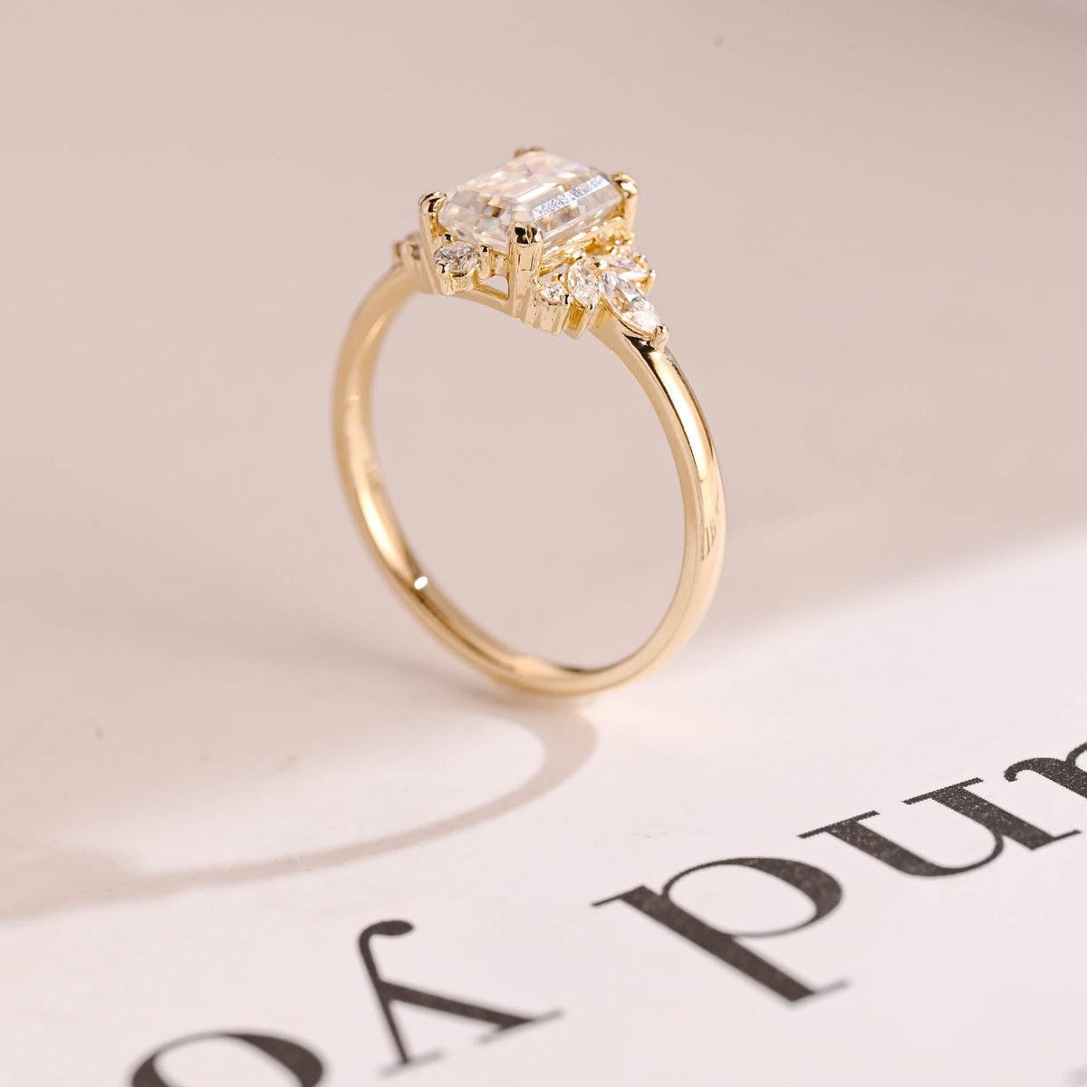 1.5 CT Emerald Diamond Illume Cluster Engagement Ring