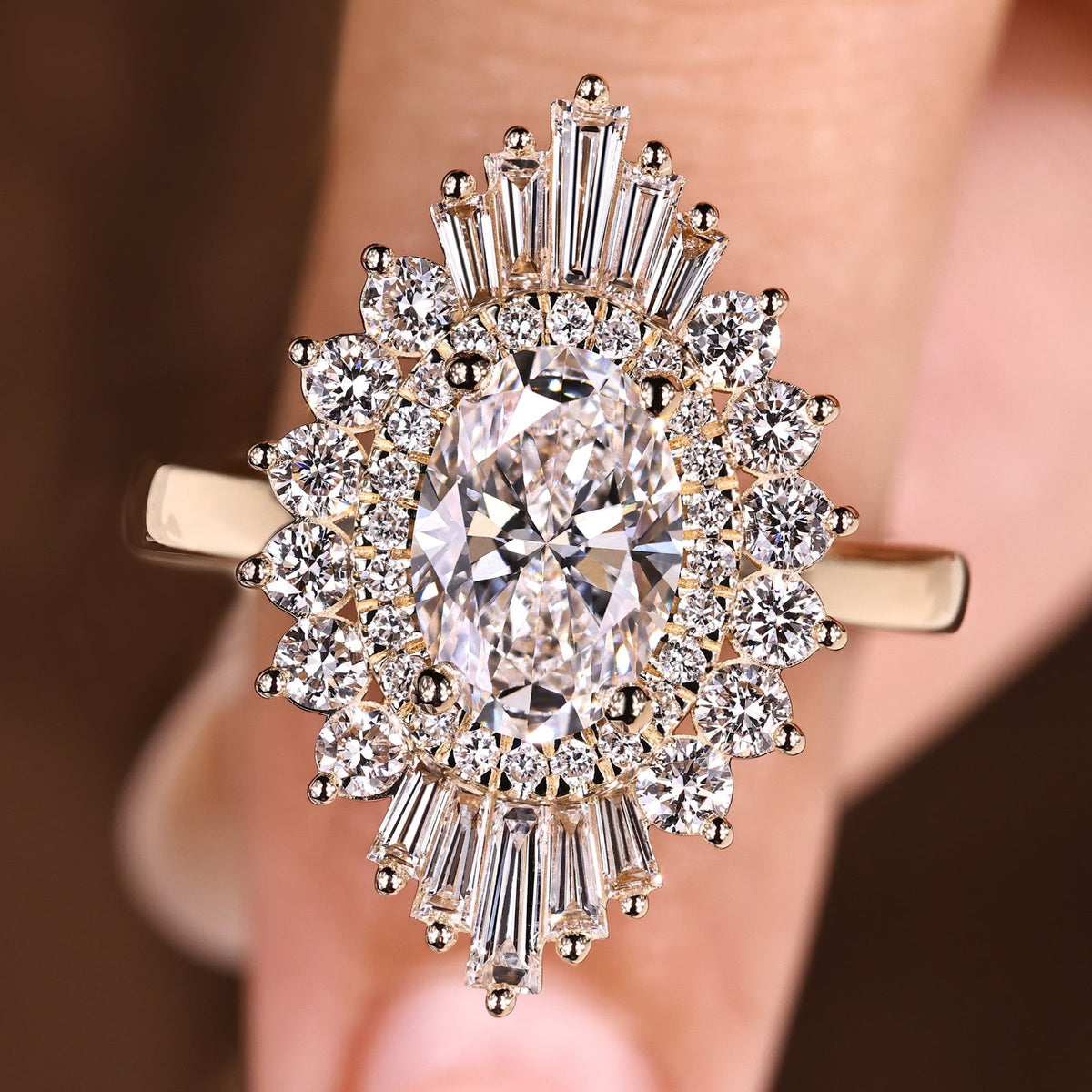 1.5 CT Oval Diamond Devotion Halo Engagement Ring