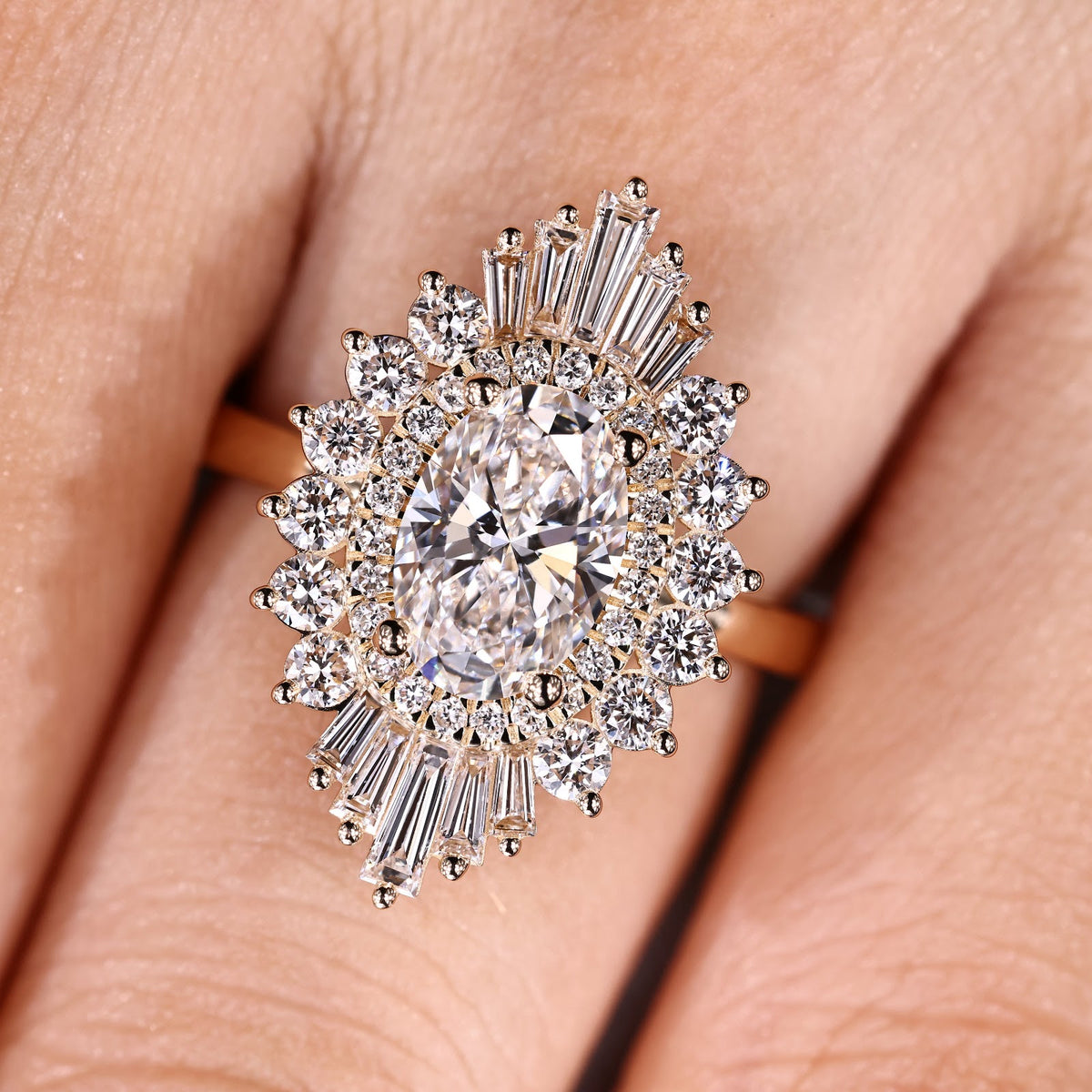 1.5 CT Oval Diamond Devotion Halo Engagement Ring