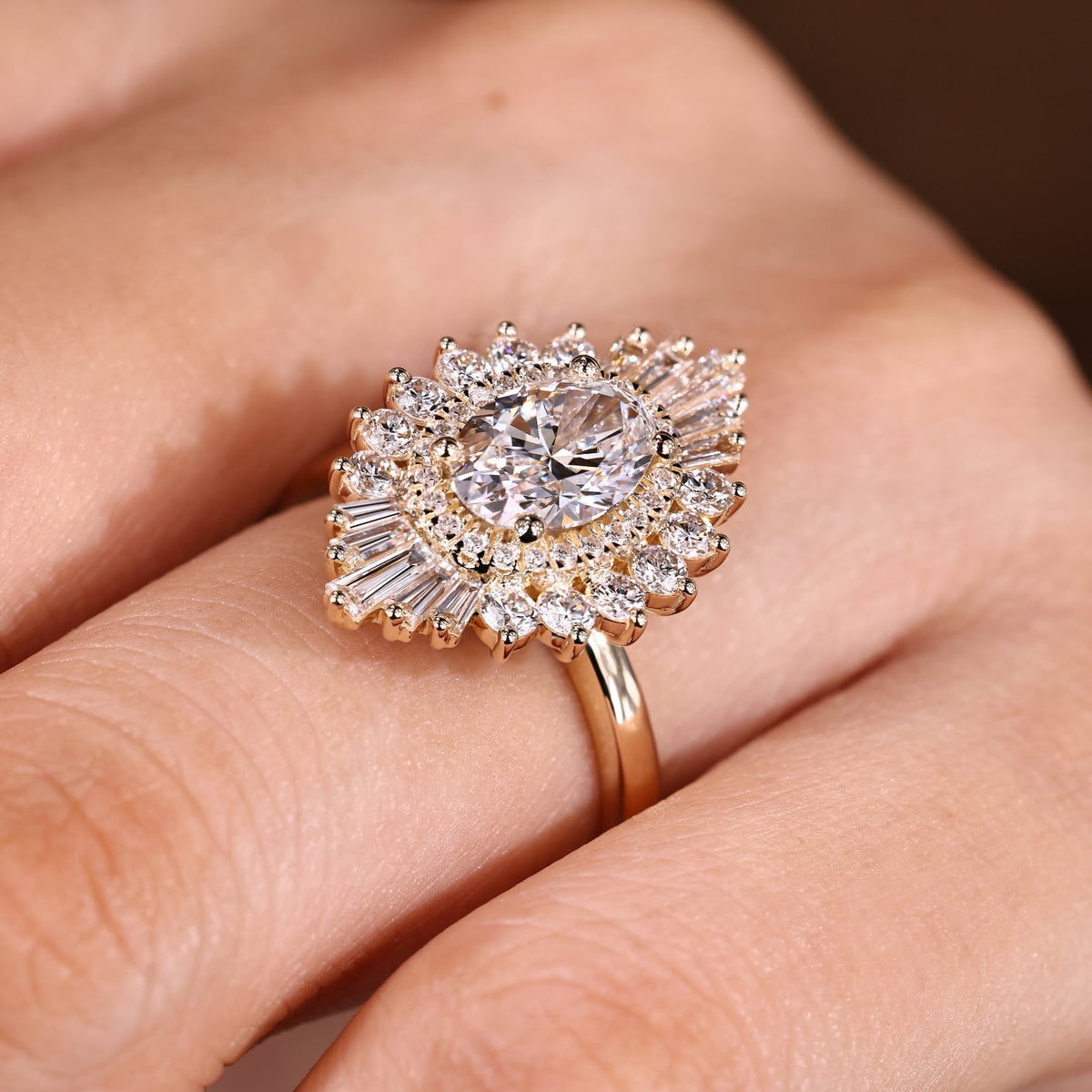 1.5 CT Oval Diamond Devotion Halo Engagement Ring