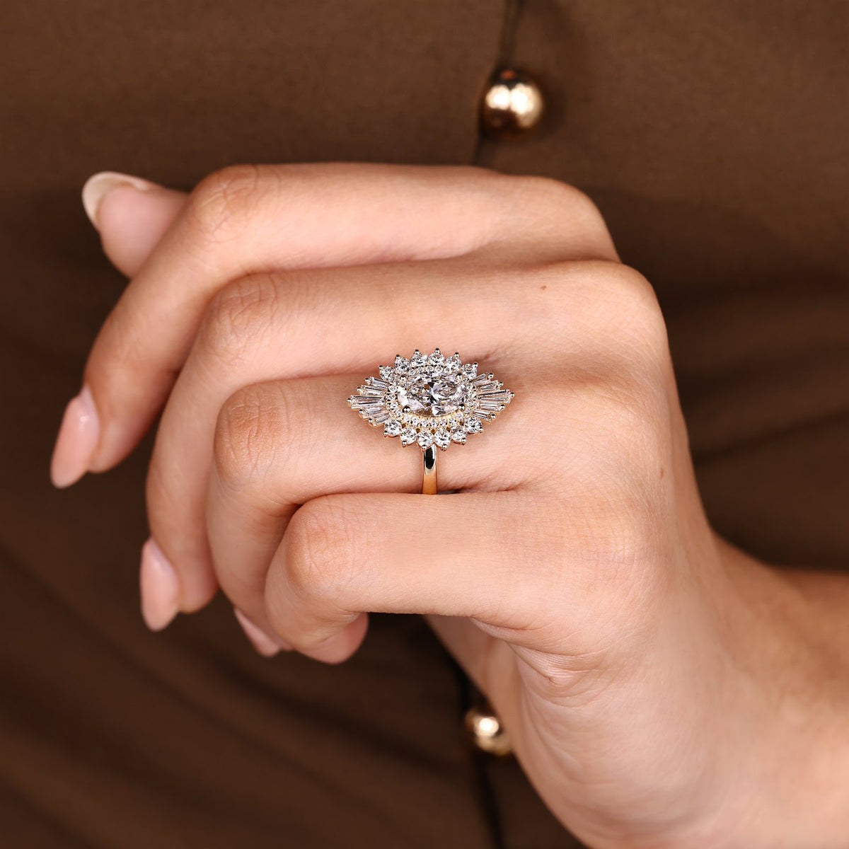 1.5 CT Oval Diamond Devotion Halo Engagement Ring