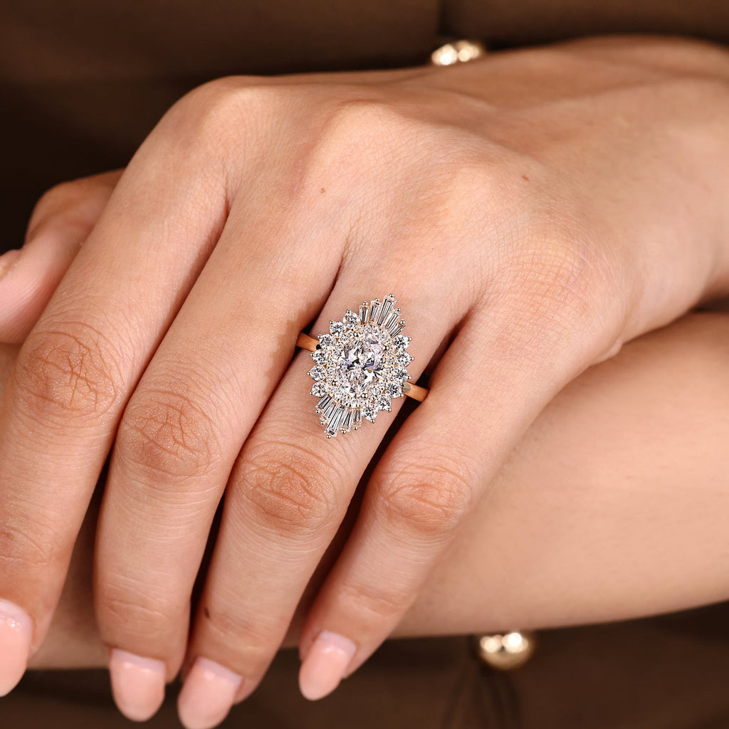 1.5 CT Oval Diamond Devotion Halo Engagement Ring