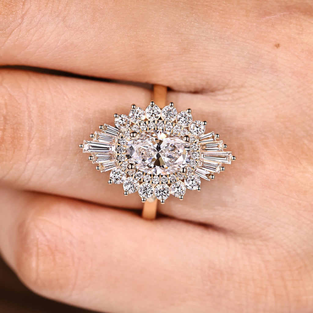 1.5 CT Oval Diamond Devotion Halo Engagement Ring