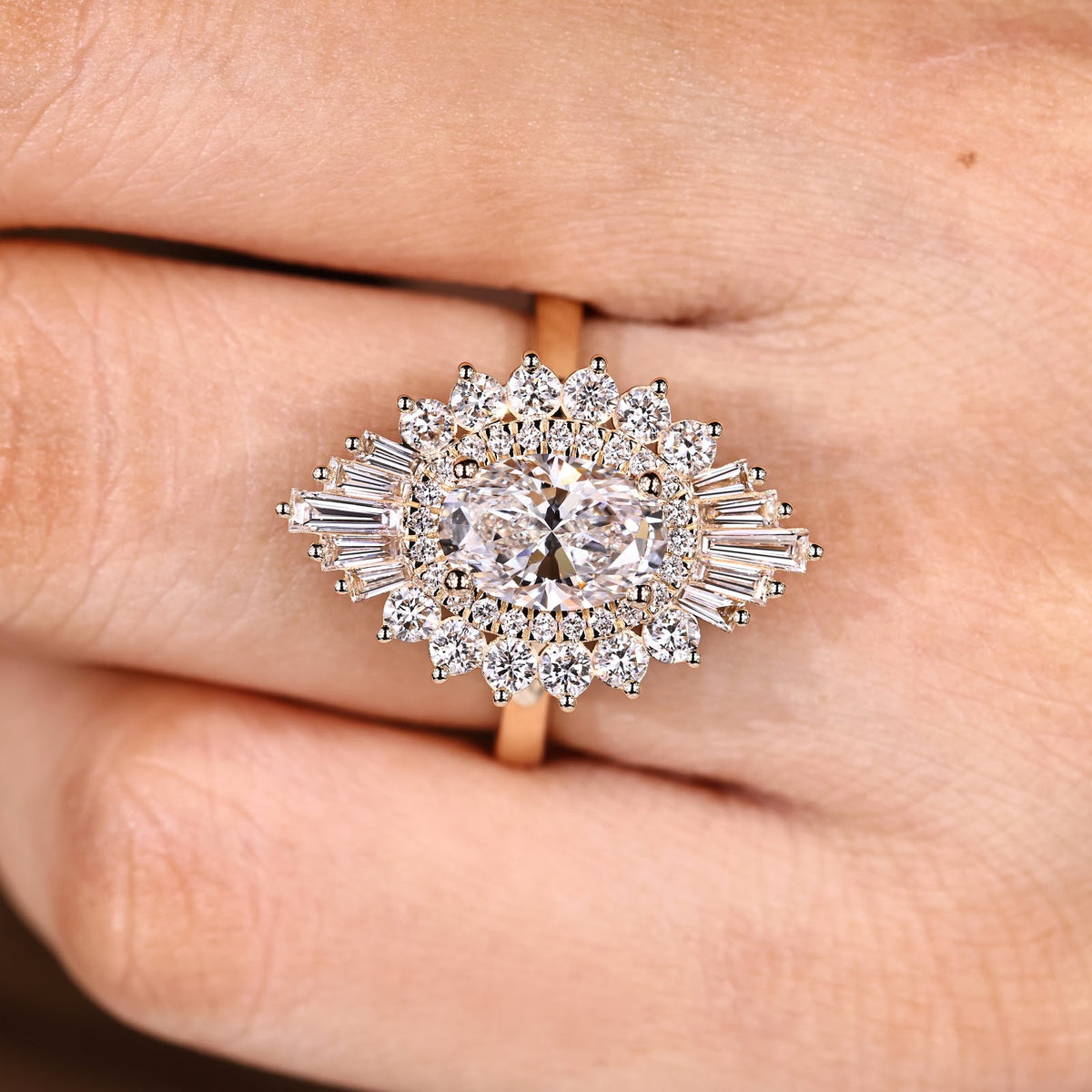 1.5 CT Oval Diamond Devotion Halo Engagement Ring