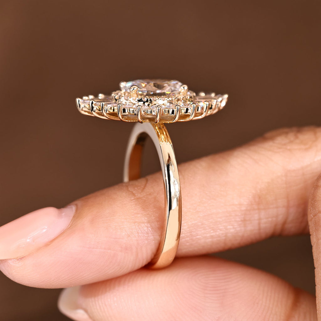 1.5 CT Oval Diamond Devotion Halo Engagement Ring