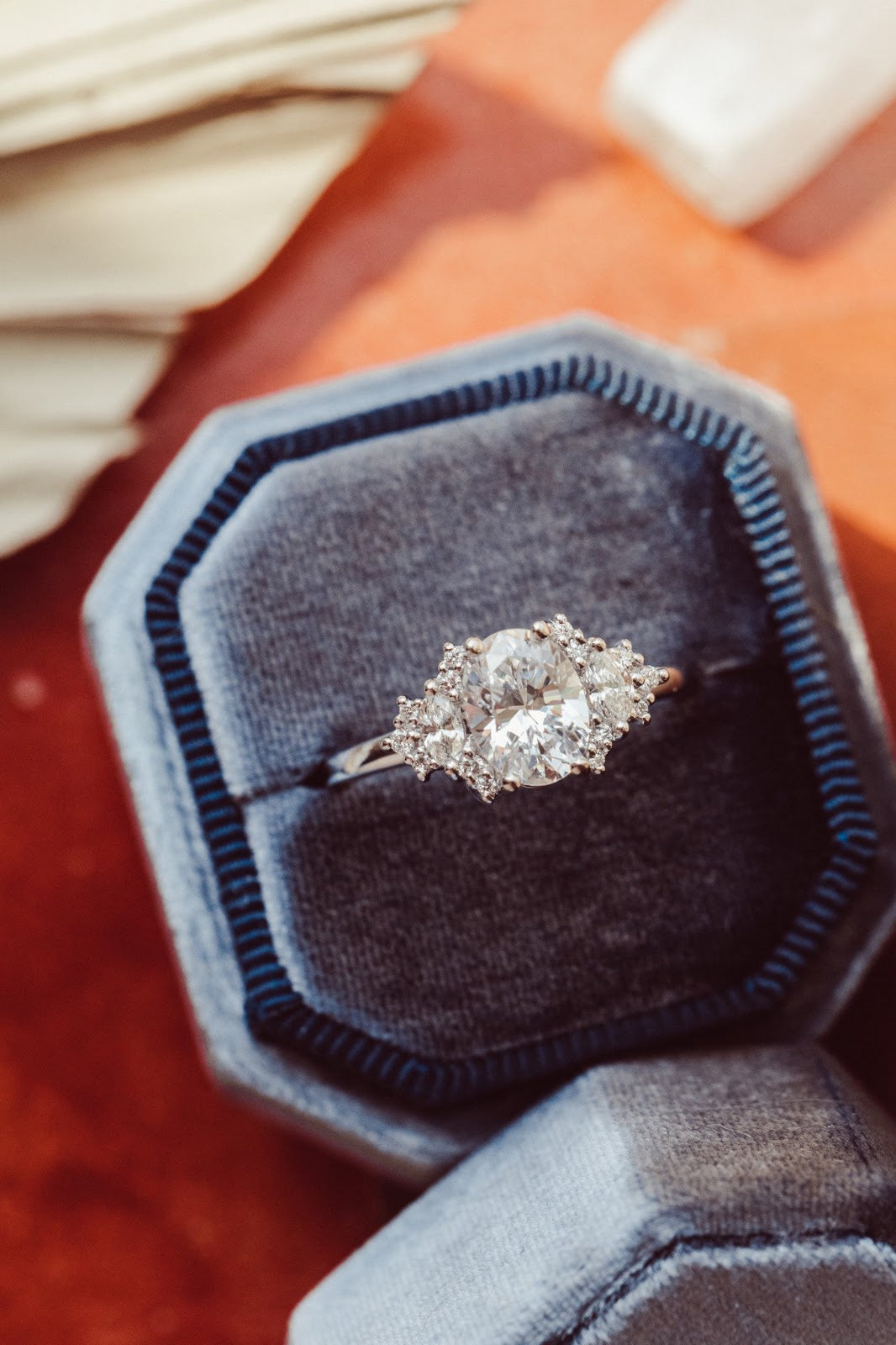1.5 CT Oval Diamond Floral Cluster Engagement Ring