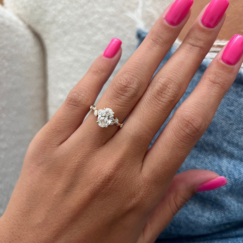 1.5 CT Oval Diamond Imperial Pavé Nature Inspired Engagement Ring