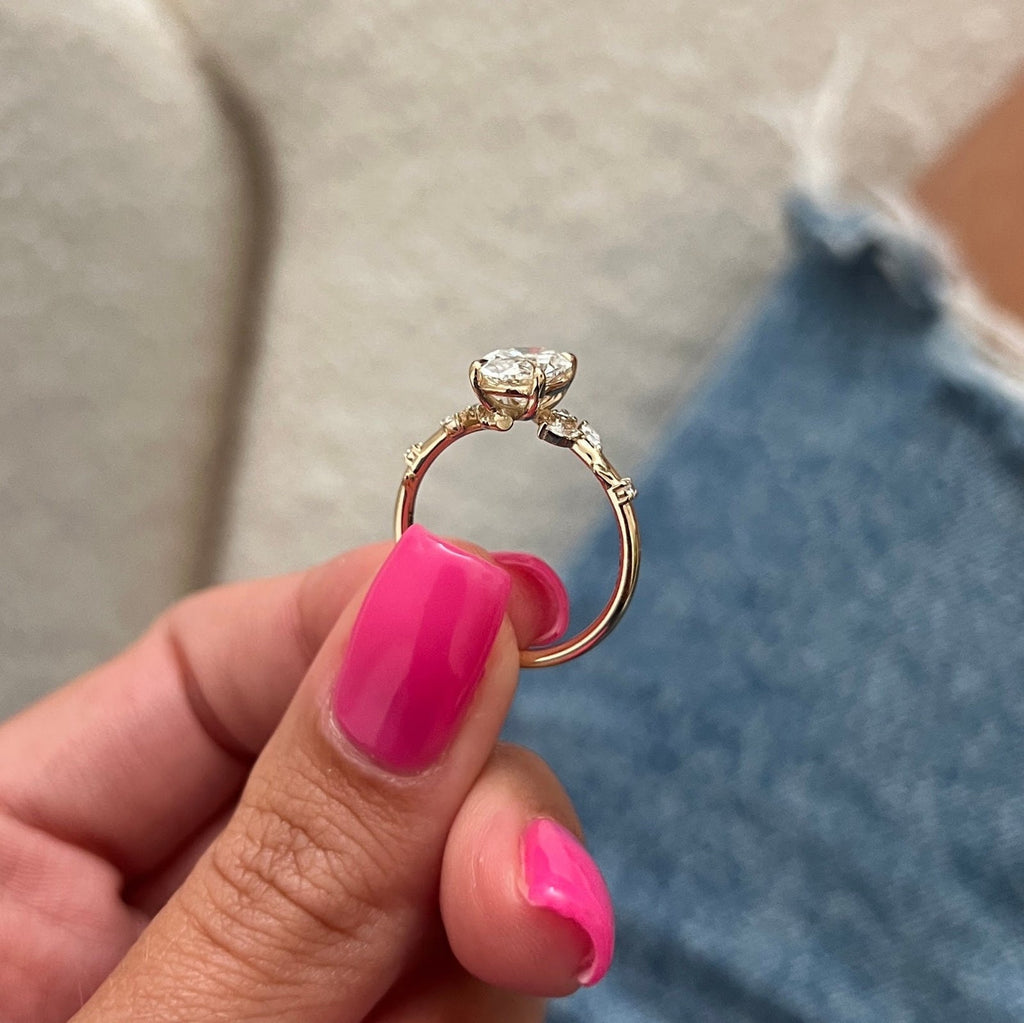1.5 CT Oval Diamond Imperial Pavé Nature Inspired Engagement Ring