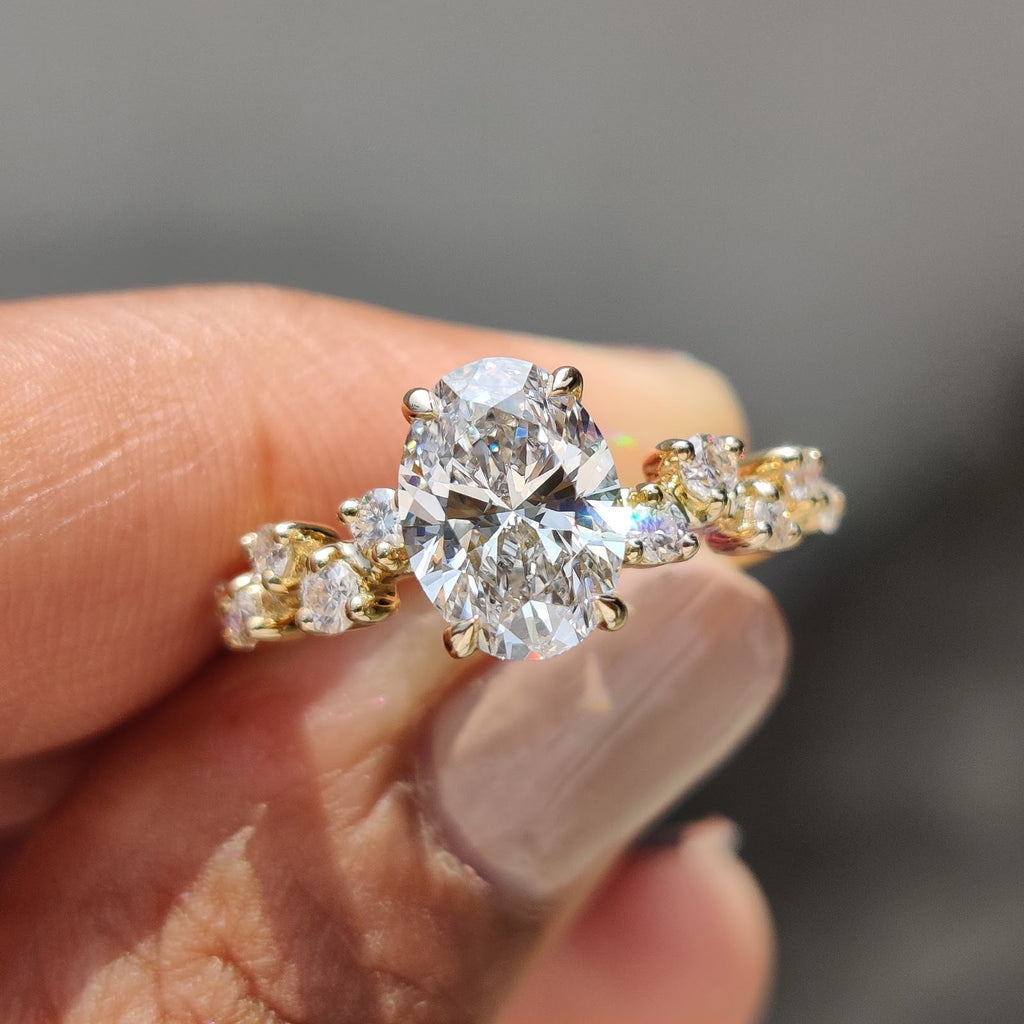 1.5 CT Oval Diamond Splendor Cluster Engagement Ring