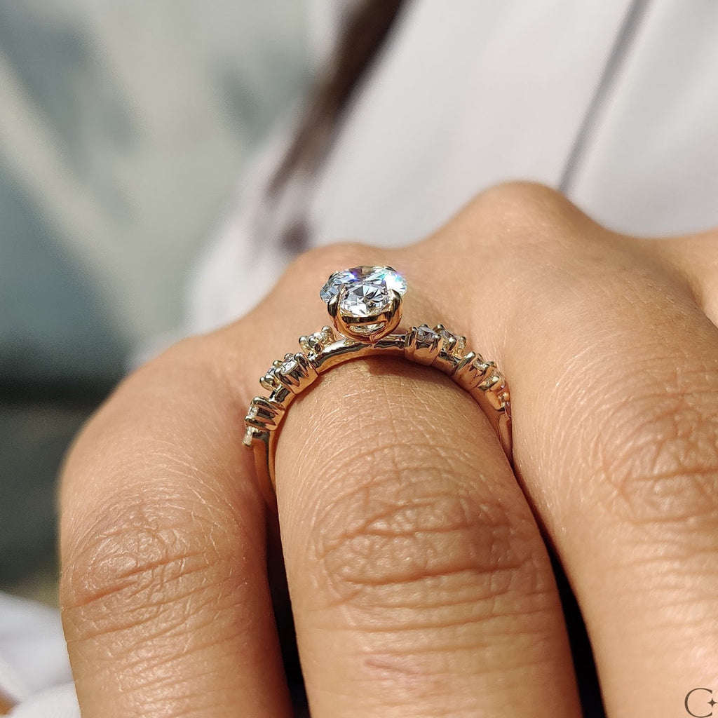 1.5 CT Oval Diamond Splendor Cluster Engagement Ring