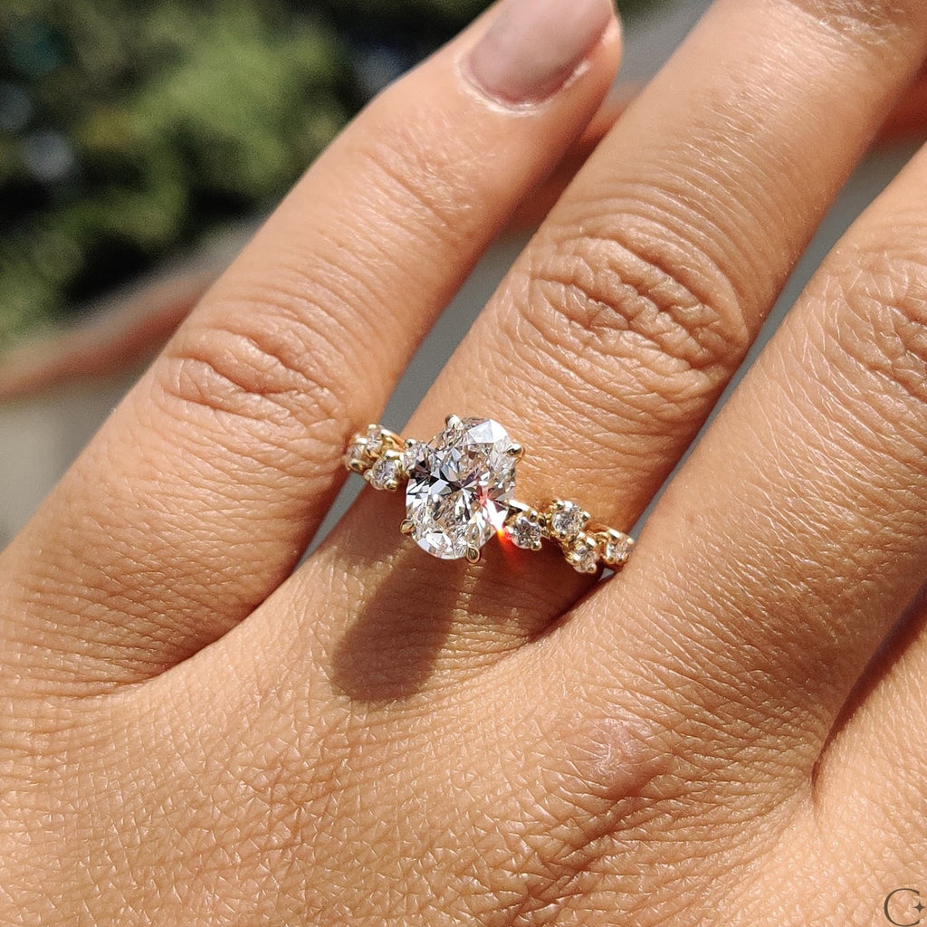 1.5 CT Oval Diamond Splendor Cluster Engagement Ring