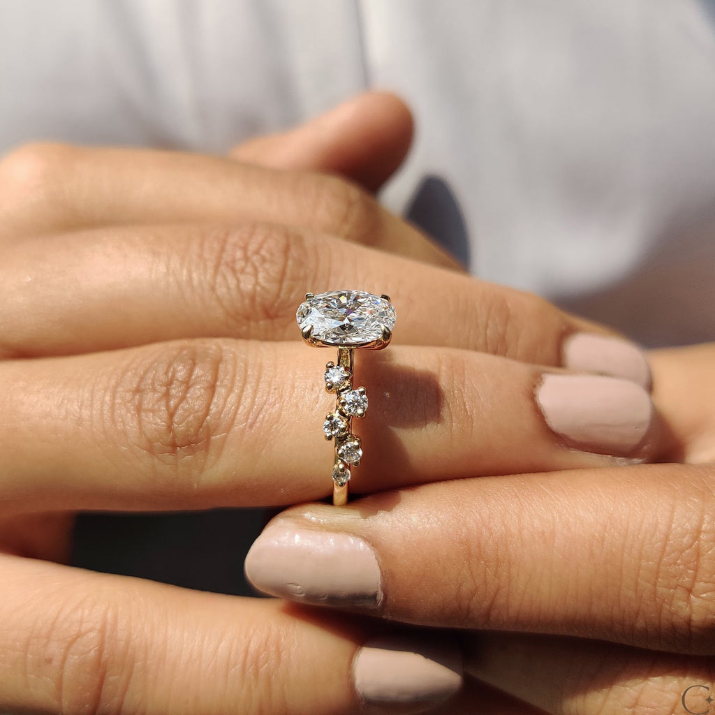 1.5 CT Oval Diamond Splendor Cluster Engagement Ring