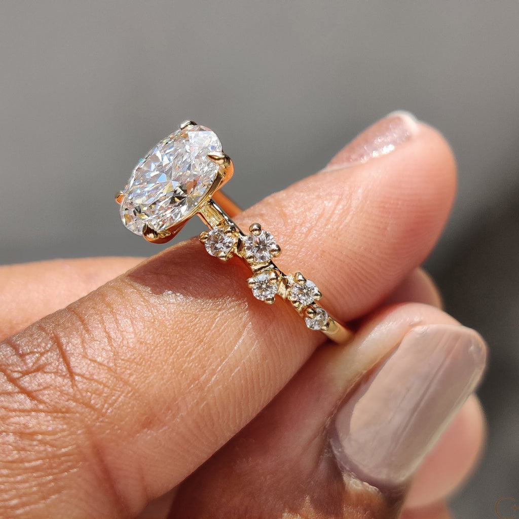 1.5 CT Oval Diamond Splendor Cluster Engagement Ring