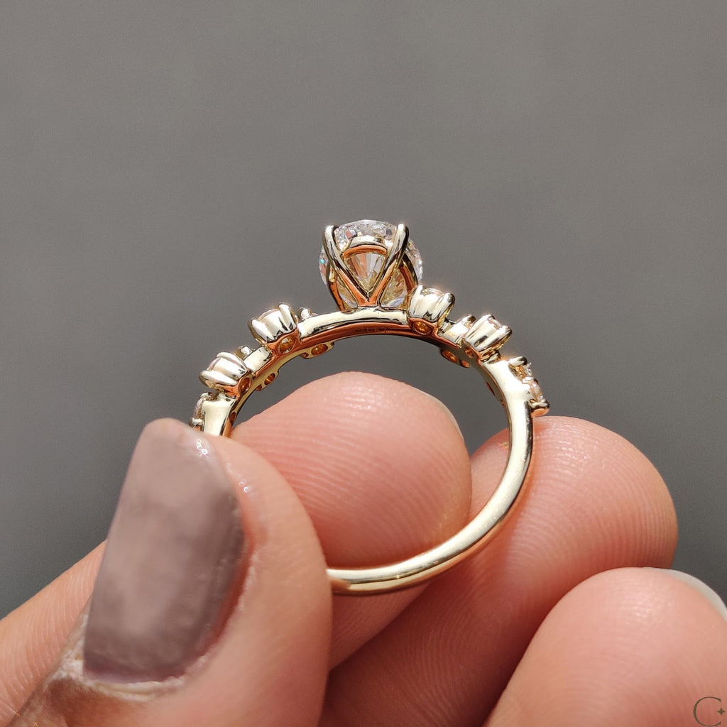 1.5 CT Oval Diamond Splendor Cluster Engagement Ring