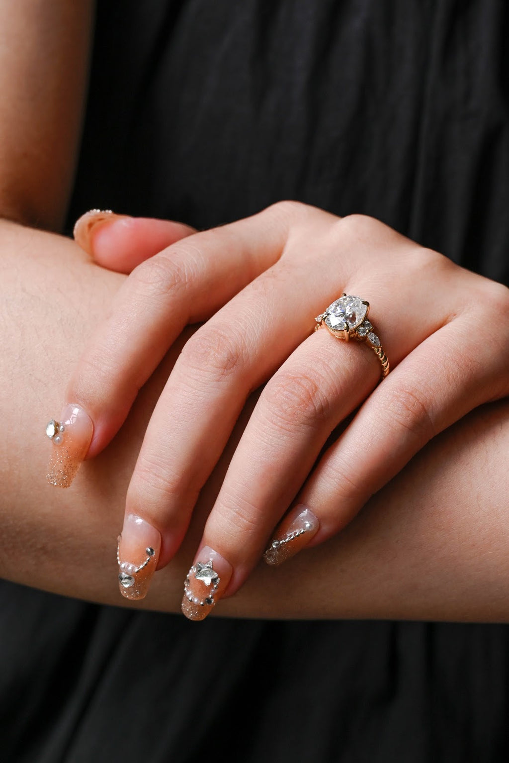 1.5 CT Oval Diamond Twist Cluster Engagement Ring