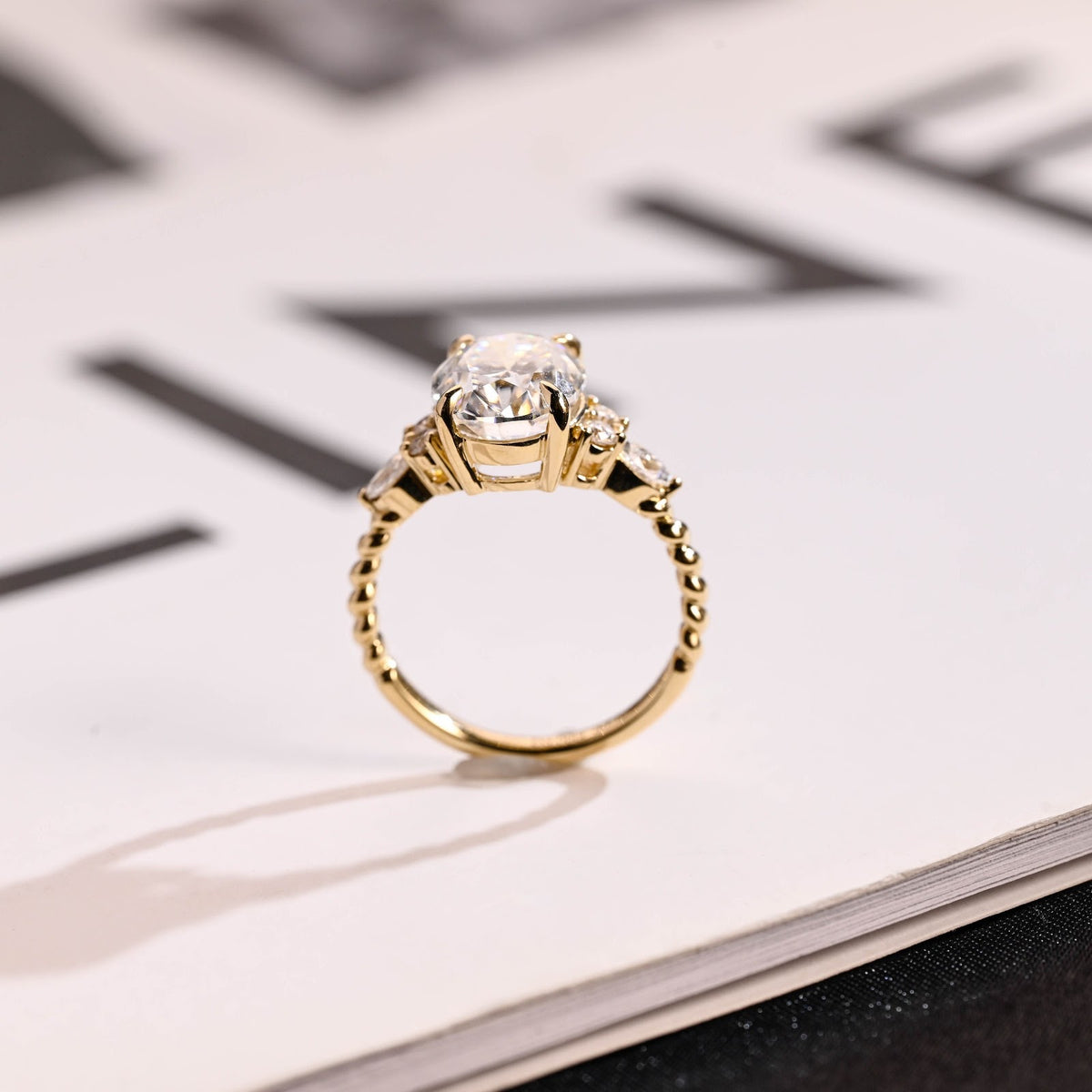 1.5 CT Oval Diamond Twist Cluster Engagement Ring