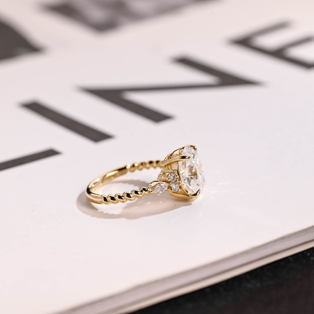 1.5 CT Oval Diamond Twist Cluster Engagement Ring