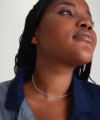 Round Lab Grown Diamond Tennis Necklace
