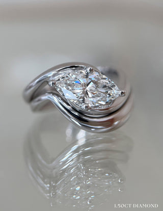 1.0 CT-2.0 CT  Marquise Solitaire Setting Diamond Bridal Set