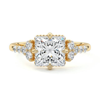 Cluster Ring with 2.0 CT Princess Moissanite - violetjewels