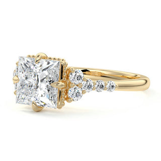 Cluster Ring with 2.0 CT Princess Moissanite - violetjewels