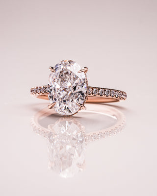 2.90 CT Oval Cut Solitaire Moissanite Engagement Ring With Hidden Halo/Pave Setting - violetjewels