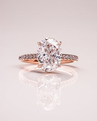 2.90 CT Oval Cut Solitaire Moissanite Engagement Ring With Hidden Halo/Pave Setting - violetjewels