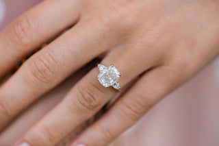 2.50 CT Elongated Cushion Three Stone Moissanite Engagement Ring - violetjewels