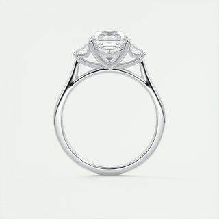 2.03 CT Asscher Cut Three Stone Moissanite Engagement Ring - violetjewels