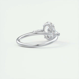 2ct Oval F- VS1 Diamond 3 Stones Engagement Ring - violetjewels